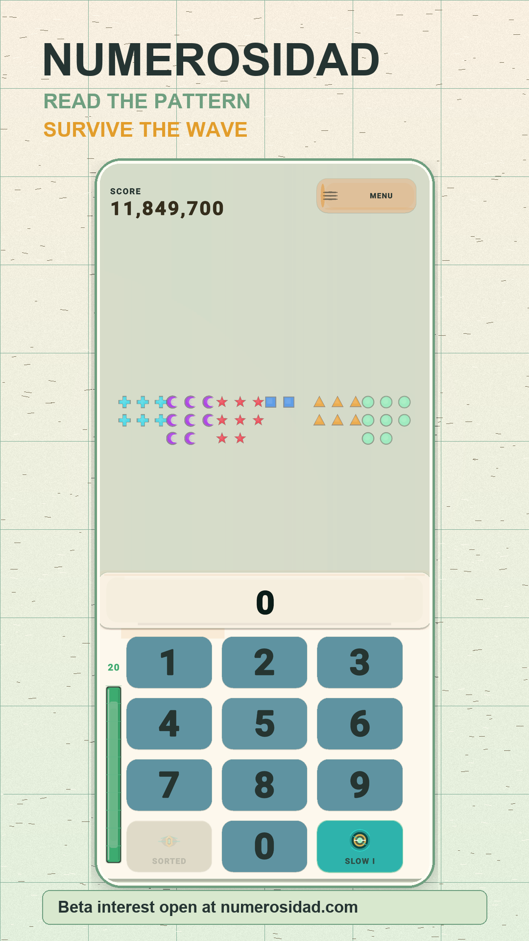 Numerosidad vertical cover showing dense gameplay with many visual place-value units.
