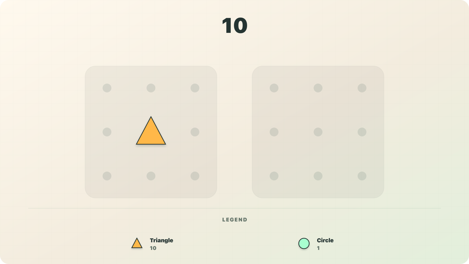 Numerosidad visualization of 10 as one triangle-shaped tens unit.